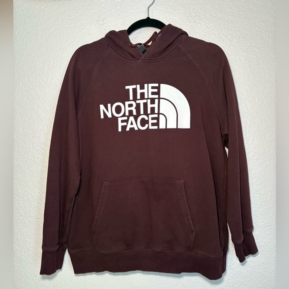 The North Face Sweatshirt Hoodie Womens Long Sleeve Graphic Logo Maroon - Picture 1 of 7